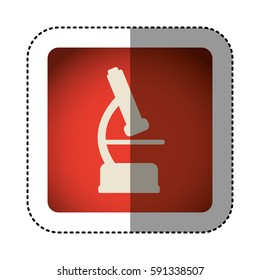 sticker color square with microscope icon vector illustration
