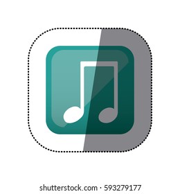 sticker color square with musical note vector illustration