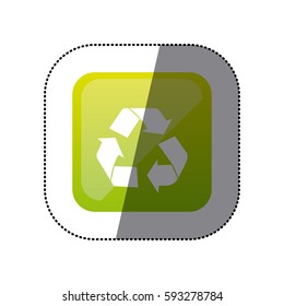 sticker color square with recycling icon vector illustration
