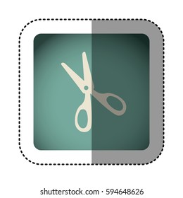 sticker color square with scissor vector illustration