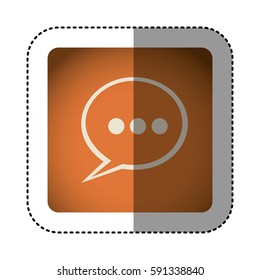 sticker color square with speech bubble vector illustration