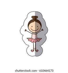 sticker colorful caricature caricature girl ballet dancer vector illustration