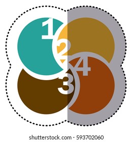 sticker colorful circular figures with numeration vector illustration