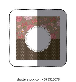 sticker colorful decorative frame with pattern roses and dotted design vector illustration