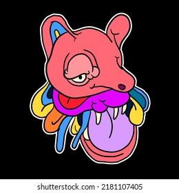 Sticker colorful doodle cartoon vector illustration. head, mask, evil, ghost and monster for logo mascot