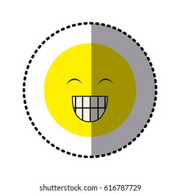 sticker colorful emoticon face happines expression vector illustration