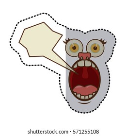 sticker colorful face cartoon gesture with dialog abstract box