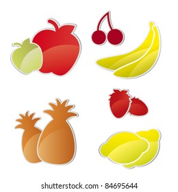 Sticker colorful fruits in vector illustration
