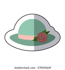 sticker colorful lace hat roses bowler retro design