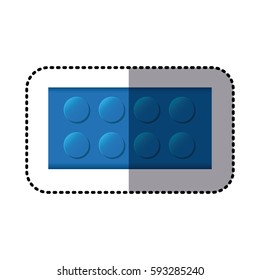 sticker colorful lego rectangle shape block icon toy vector illustration