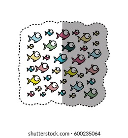 sticker colorful pattern fish aquatic animal vector illustration
