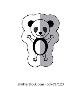 sticker colorful picture cute panda animal vector illustration
