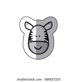 sticker colorful picture face cute zebra animal vector illustration