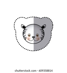 sticker colorful picture face cute tiger animal vector illustration