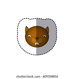 sticker colorful picture face cute squirrel animal vector illustration