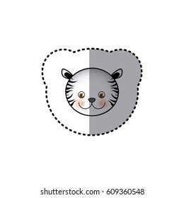 sticker colorful picture face cute tiger animal vector illustration