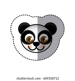 sticker colorful picture face of panda with big eyes vector illustration