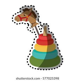 sticker colorful set pyramid toy with Stick horse