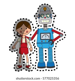 sticker colorful set robot with doll toy
