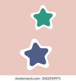 Sticker of colorful set. This beach-inspired sticker feature a vibrant cartoon design and a serene pastel background. Vector illustration.