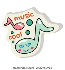 Sticker of colorful set. This musical note sticker showcase an adorable cartoon design in a cute style on a clean white background. Vector illustration.