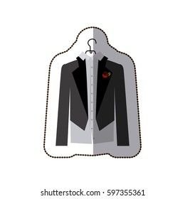 sticker colorful silhouette cartoon costume groom vector illustration