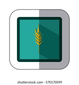 sticker colorful square with wheat branch