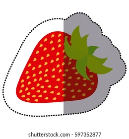 sticker of colorful strawberry fruit vector illustration