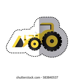 sticker colorful tractor loader building machine vector illustration