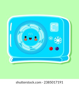 Sticker Conditioning character. Vector hand drawn cartoon kawaii character illustration icon. Isolated on green background. Conditioning character concept