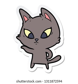 sticker of a confused cartoon cat
