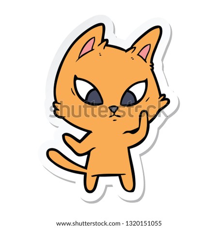 sticker of a confused cartoon cat