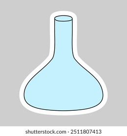 Sticker with conical chemical flask, doodle style vector