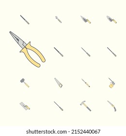 Sticker Construction Tools Icon Set