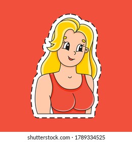 Sticker with contour. Cartoon character. Colorful vector illustration. Isolated on color background. Template for your design.