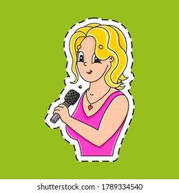 Sticker with contour. Cartoon character. Colorful vector illustration. Isolated on color background. Template for your design.