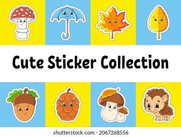 Sticker with contour. cartoon character. Colorful vector illustration. Isolated on color background. Template for your design.
