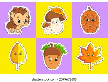 Sticker with contour. cartoon character. Colorful vector illustration. Isolated on color background. Template for your design.