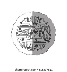sticker contour circular pattern formed by means transport vector illustration