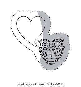 sticker contour face cartoon gesture with dialog heart shape box