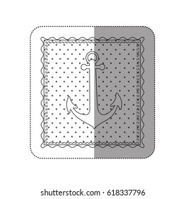 sticker contour frame of anchor with background dotted vector illustration