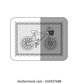 sticker contour frame of bicycle with background dotted vector illustration