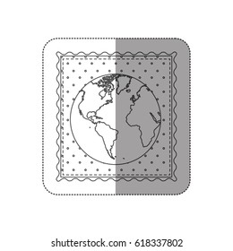 sticker contour frame of world map with background dotted vector illustration