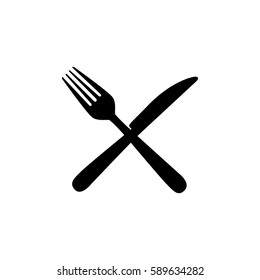 sticker contour knife and fork icon, vector illustraction design image