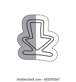 sticker contour symbol arrow down icon vector illustration