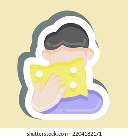 Sticker Cough. suitable for flu symbol. simple design editable. design template vector. simple illustration