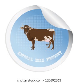 Sticker with a cow for packaging dairy products.Vector