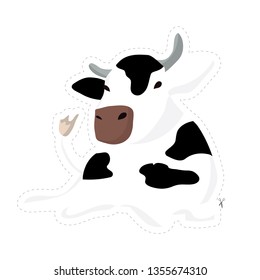 sticker with cow vector