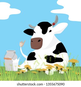 sticker with cow vector