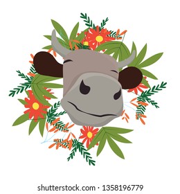 sticker with cow vector